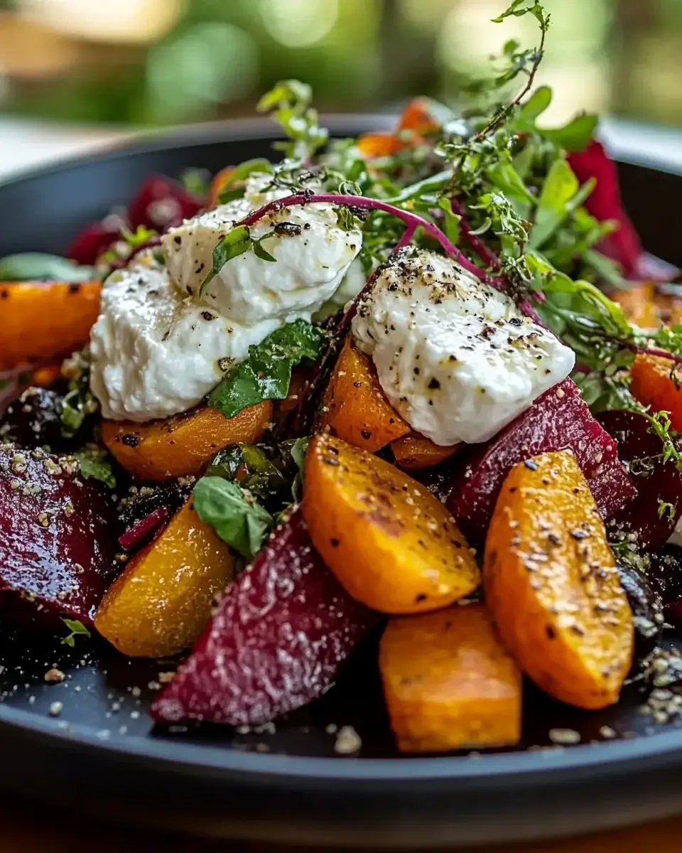 Roasted Beets and Carrots Salad with Burrata einfach zubereiten!