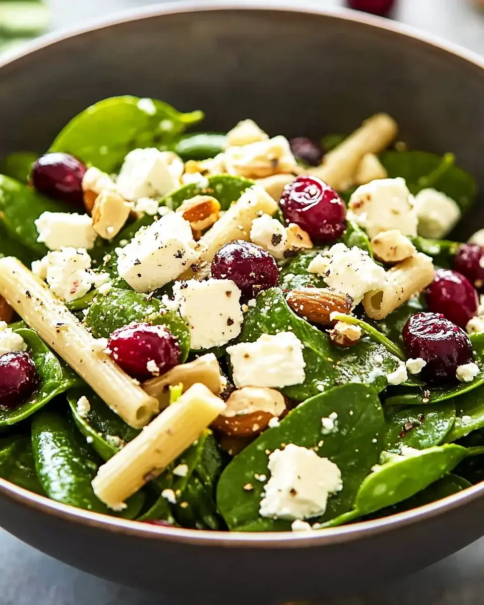 Spinach Pasta Salad with Feta and Cranberries: Ein Genuss!