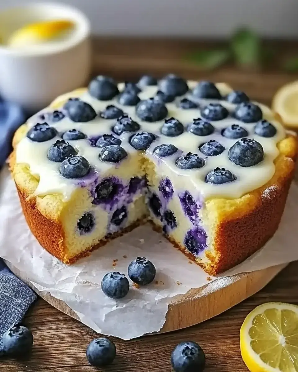 Leichter Joghurtkuchen mit Blaubeeren und Zitrone genießen!