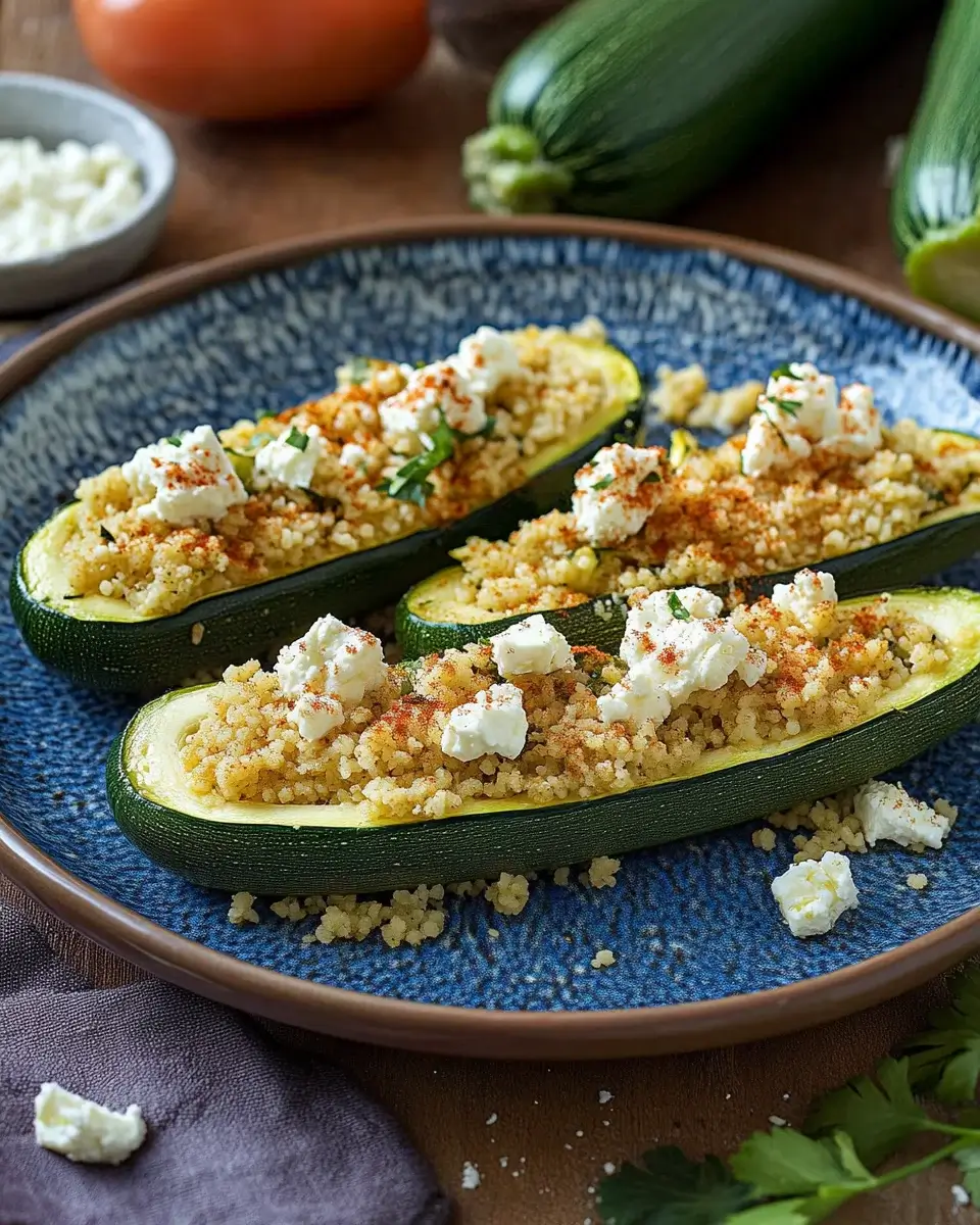 Gefüllte Zucchini mit Couscous und Feta ganz einfach zubereiten!