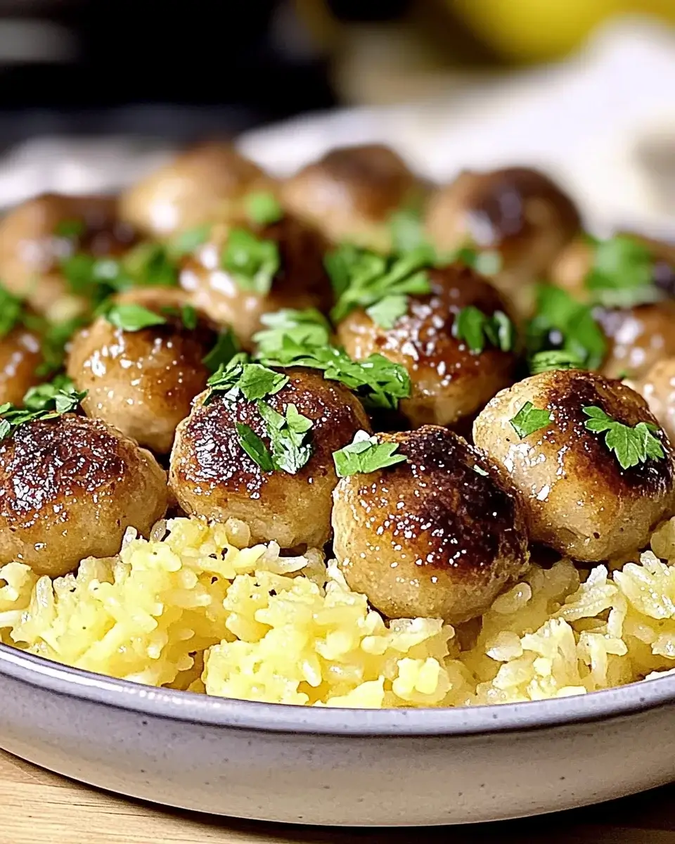 Honig-Knoblauch-Fleischbällchen-Reisauflauf genießen!