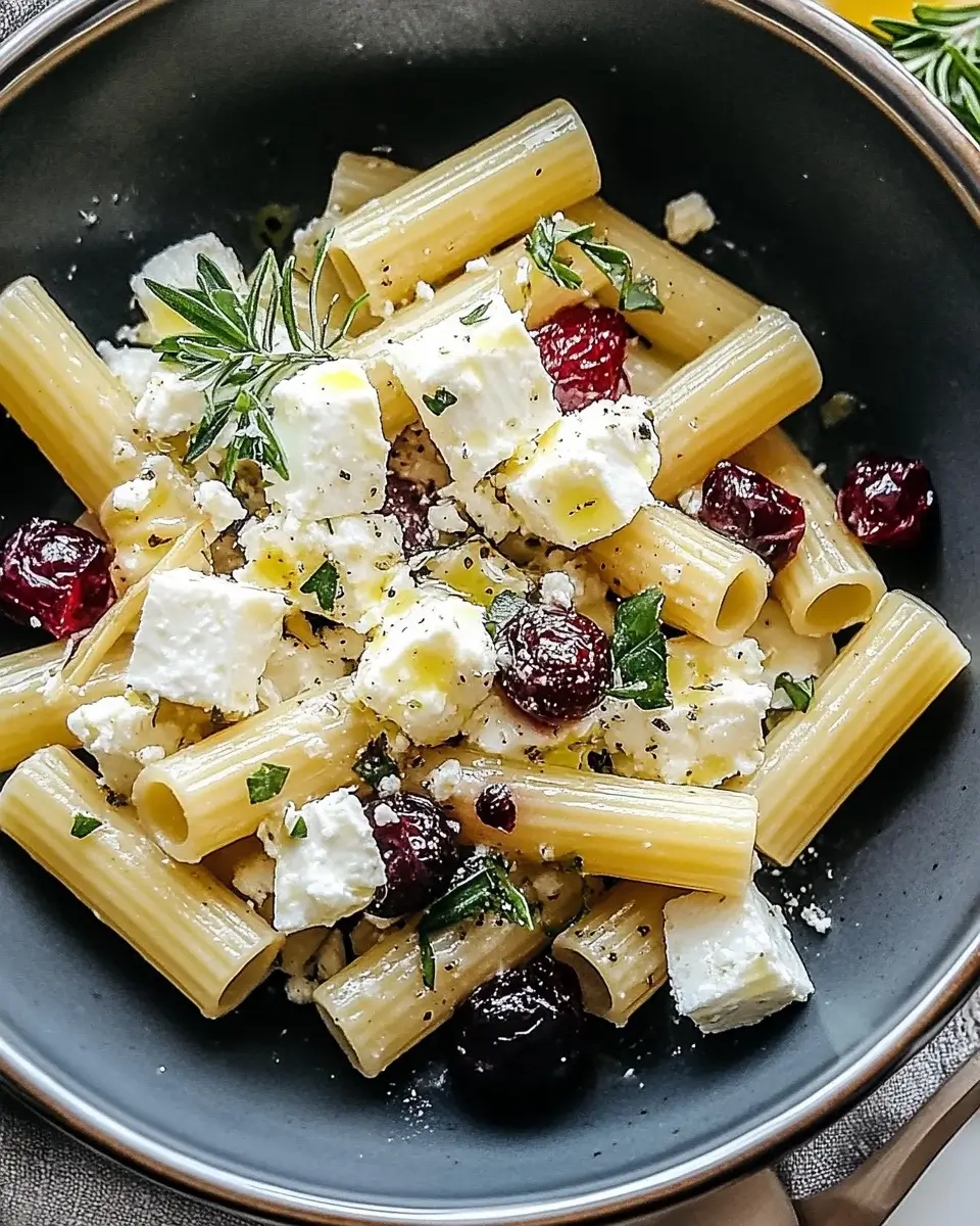 Feta & Cranberry Rigatoni Salad mit Zitronen-Vinaigrette – ein erfrischendes Rezept!