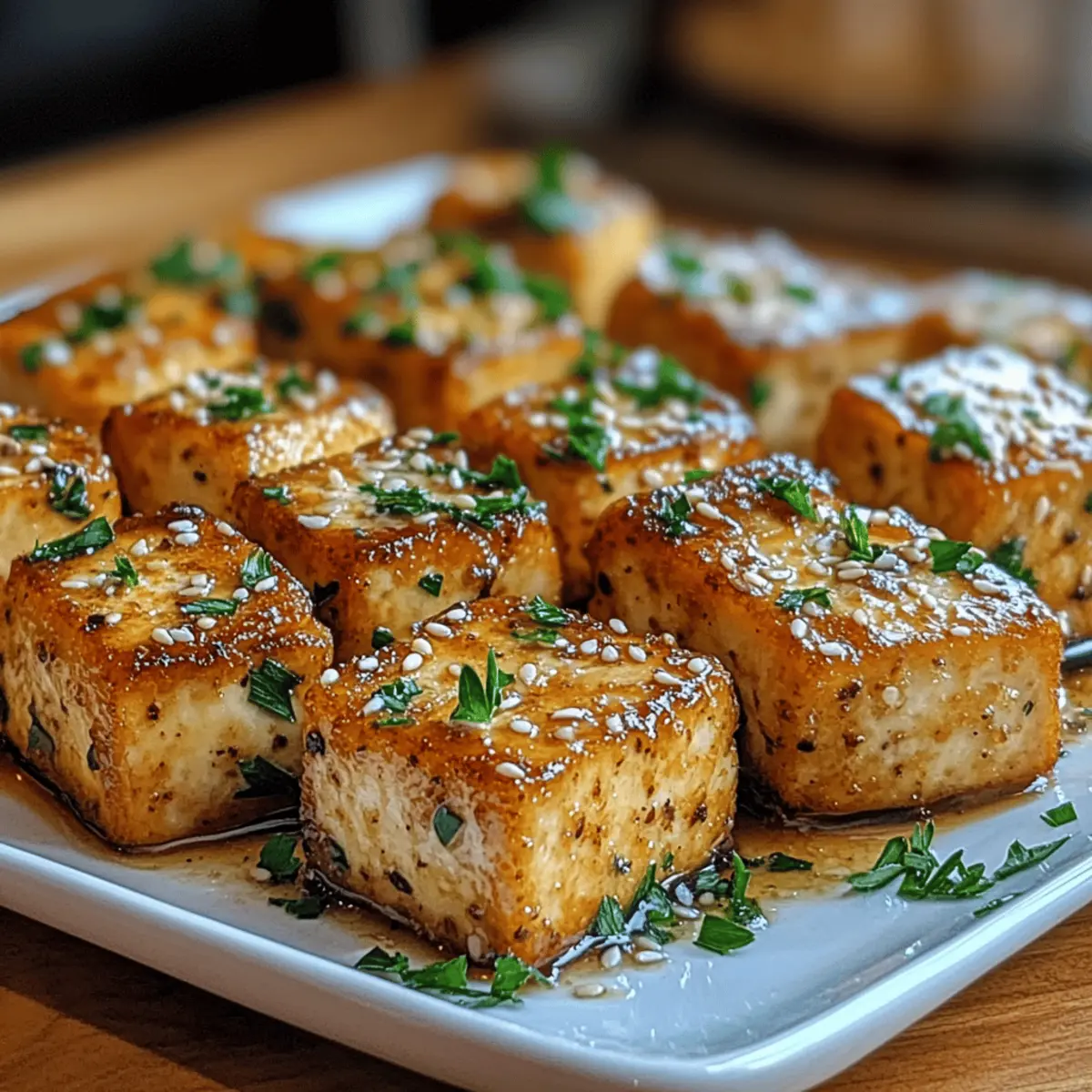 Knusprige Knoblauchbutter-Tofu-Bites