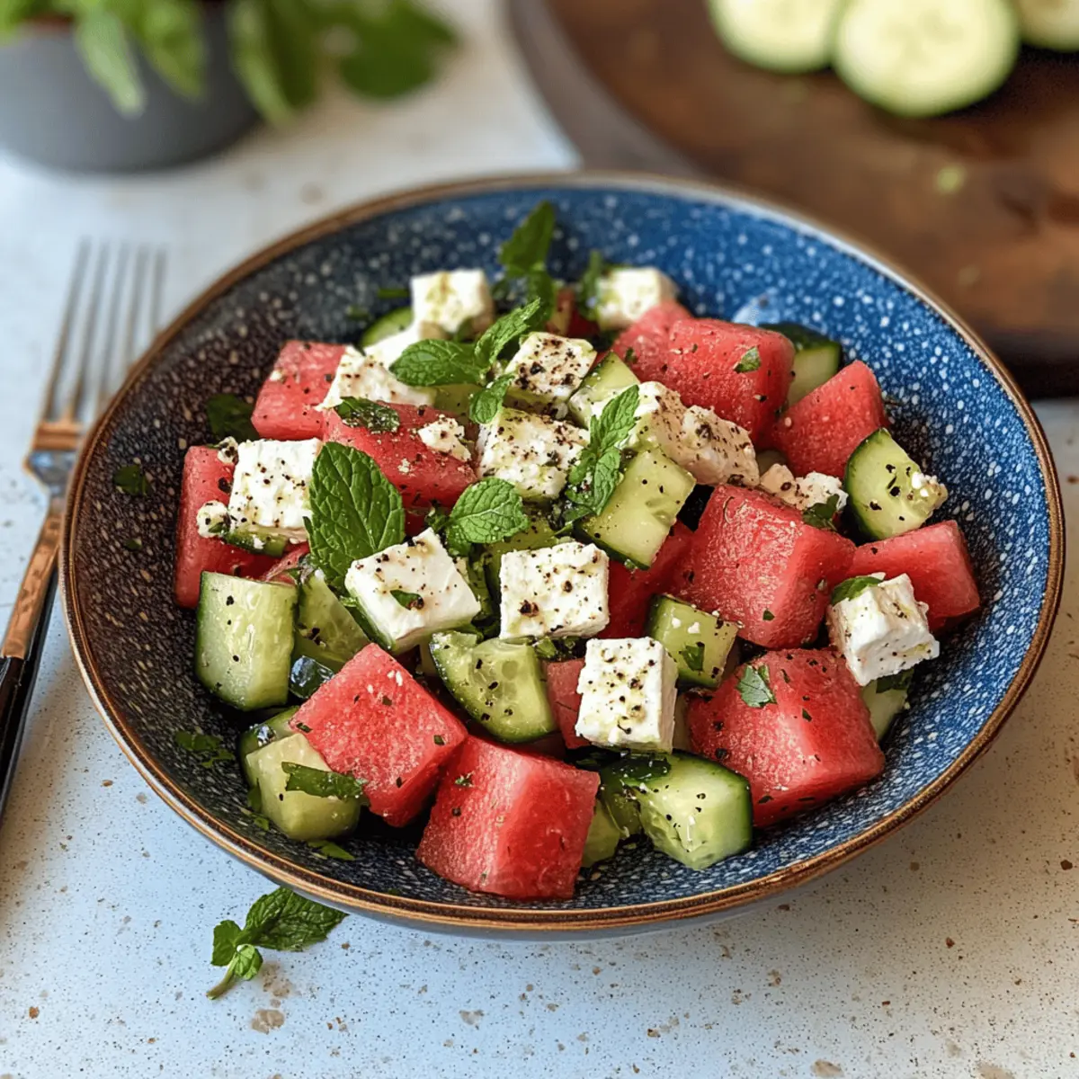 Wassermelonen-Feta-Salat mit Gurke und Minze