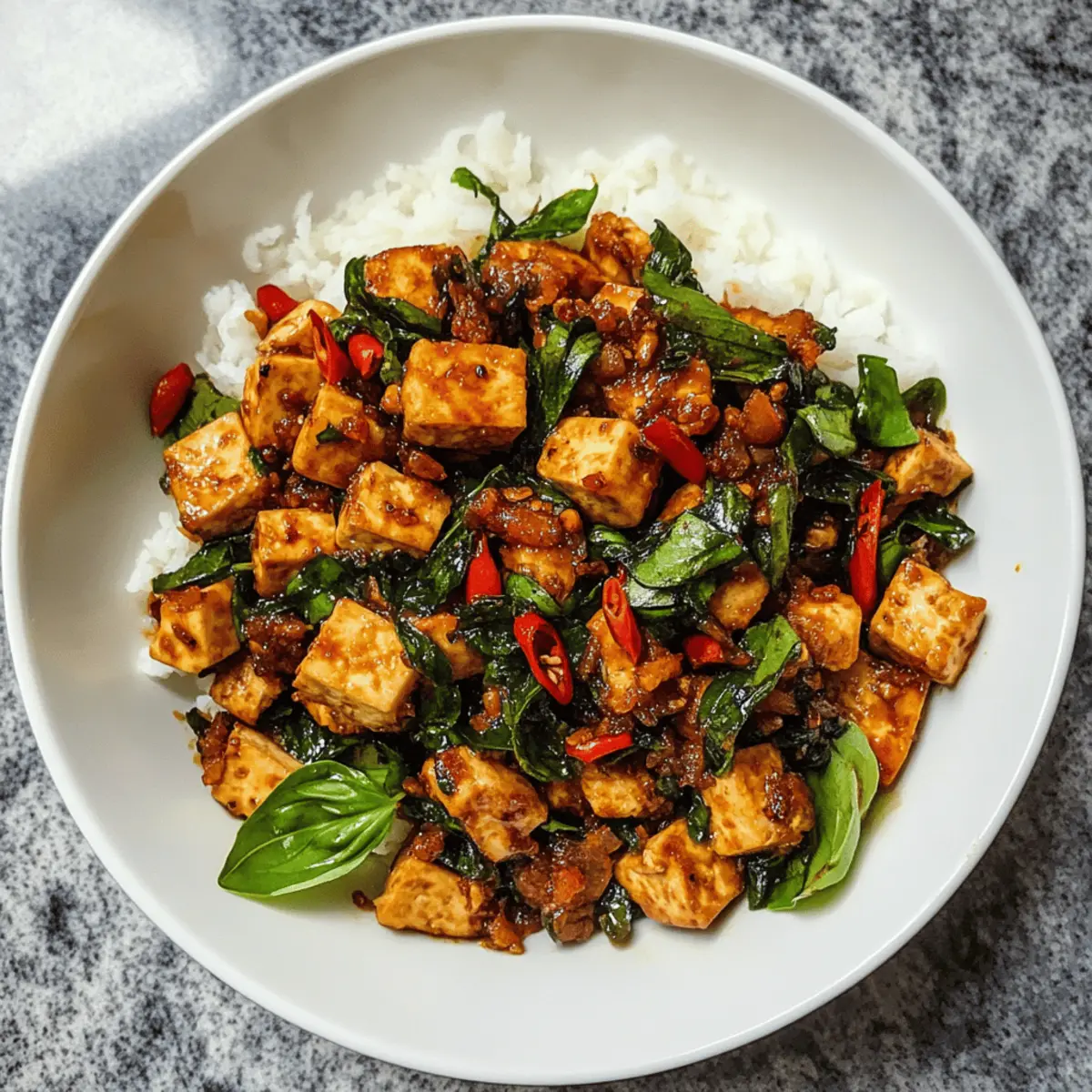 Thai Basil Tofu schnell und proteinreich