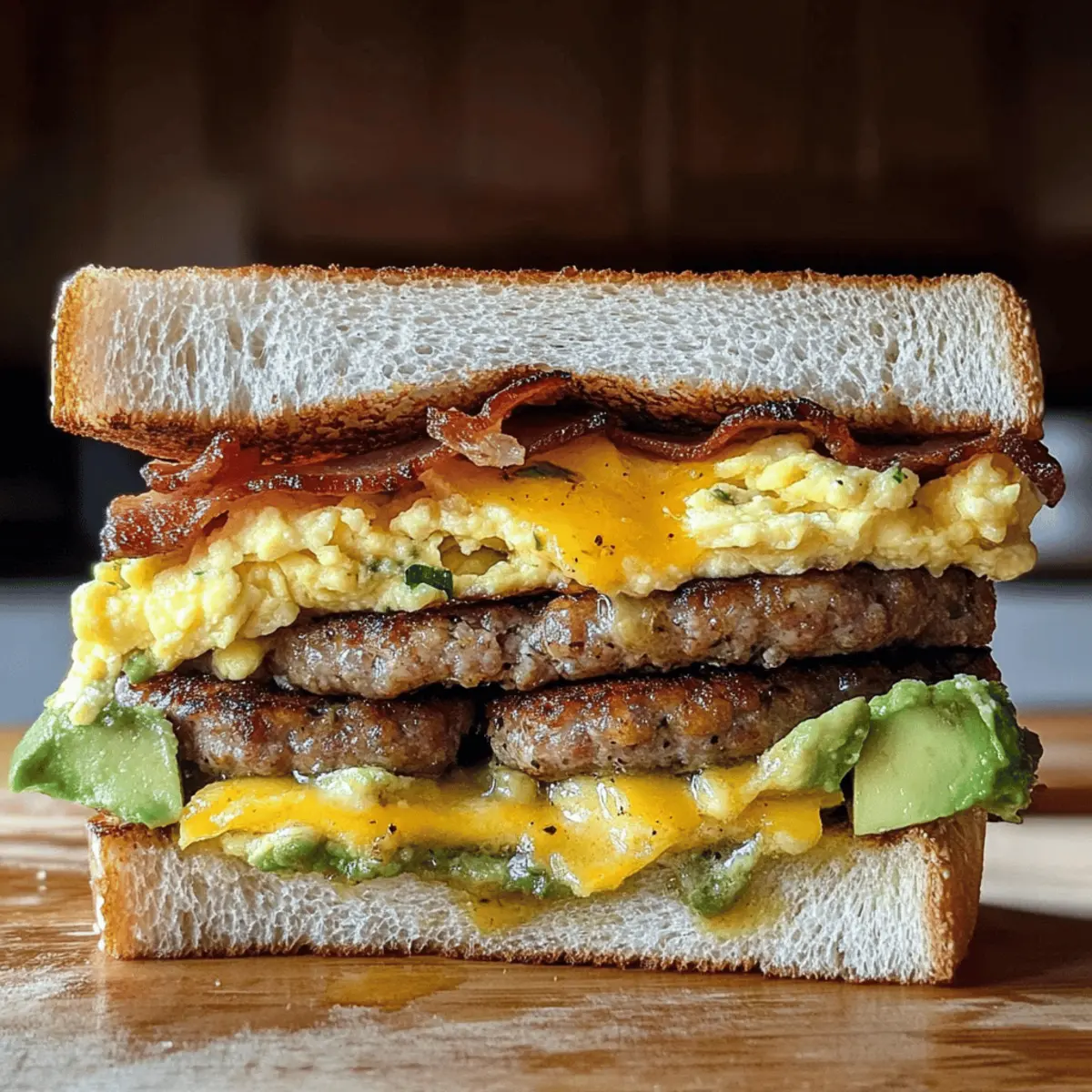 Herzhafter Frühstück Club Sandwich mit Cowboy Butter