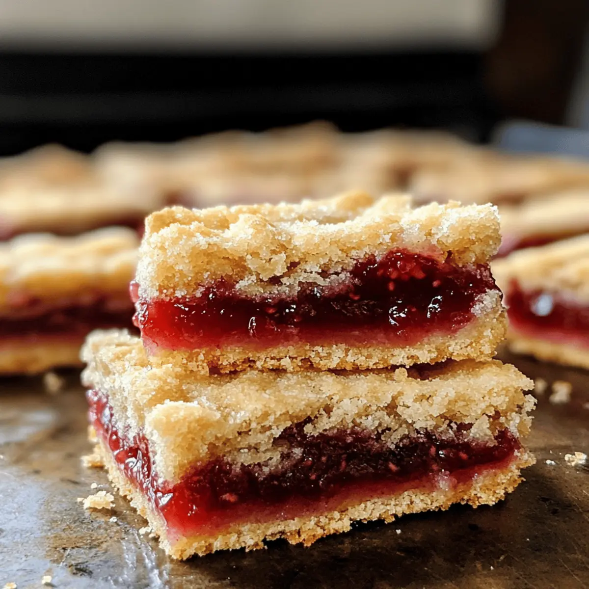 Buttrige Erdbeer Marmelade Kurzgebäck Bars