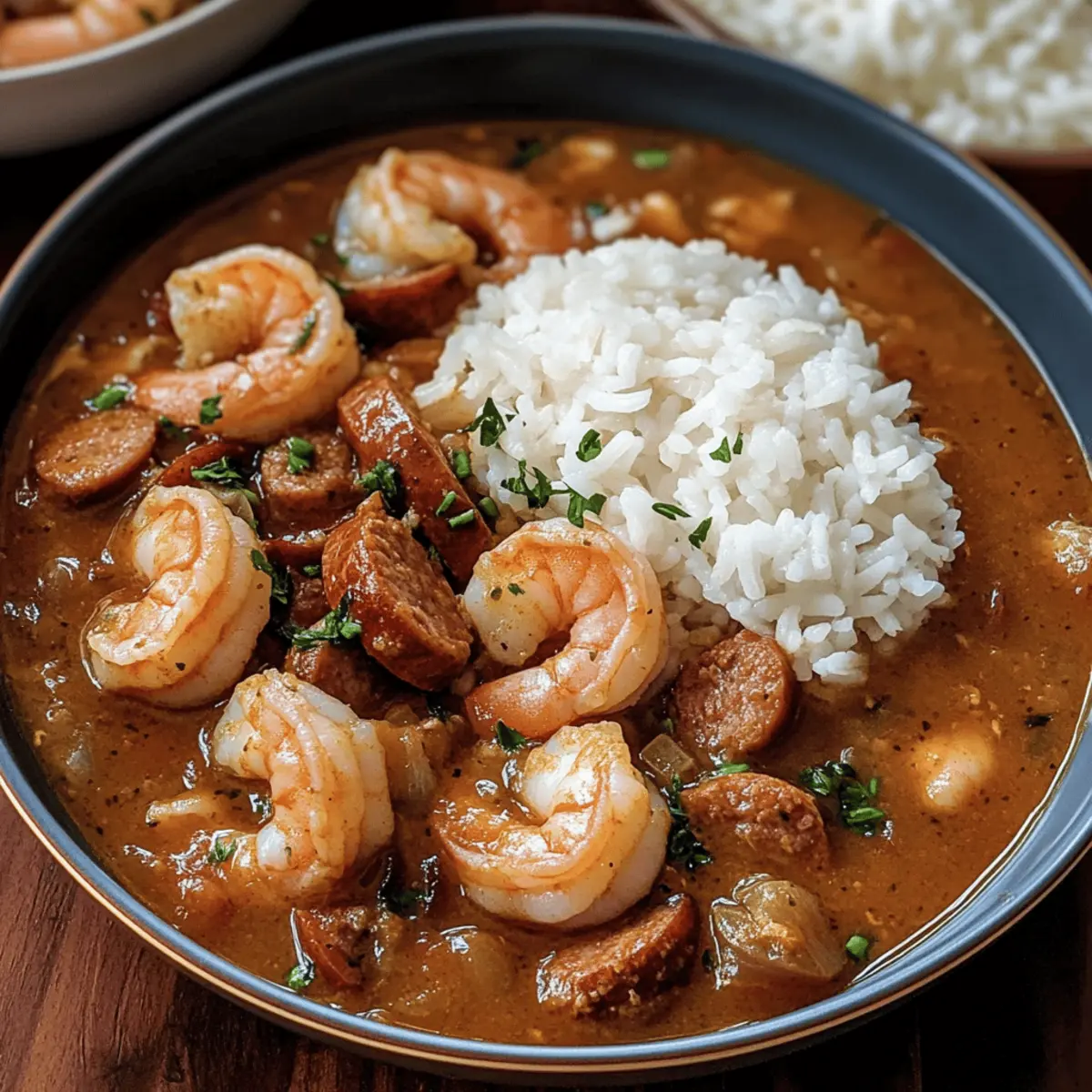 Deftige Gumbo mit Andouille und Garnelen