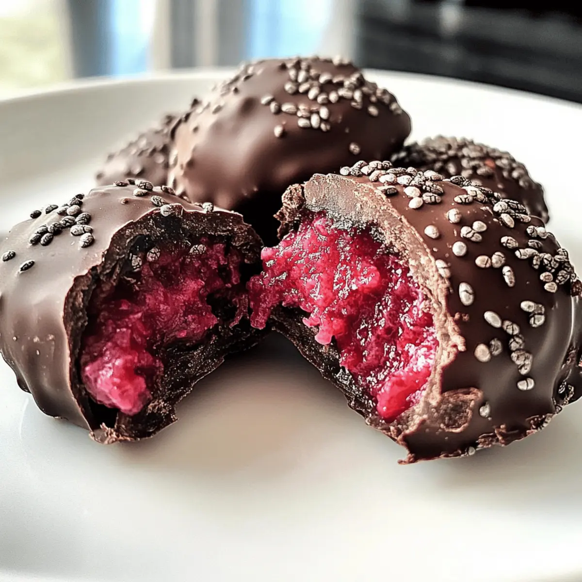 Schokoladen-Himbeer-Chia-Freizeit-Bissen