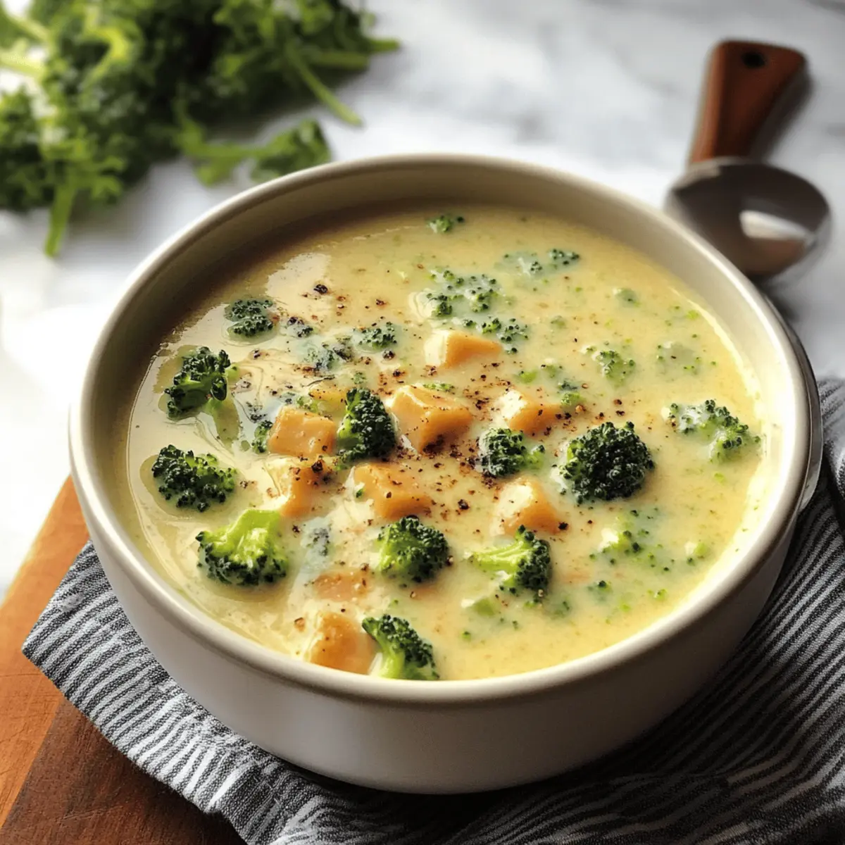 Cremige Brokkoli-Bauernsuppe mit geräuchertem Gouda