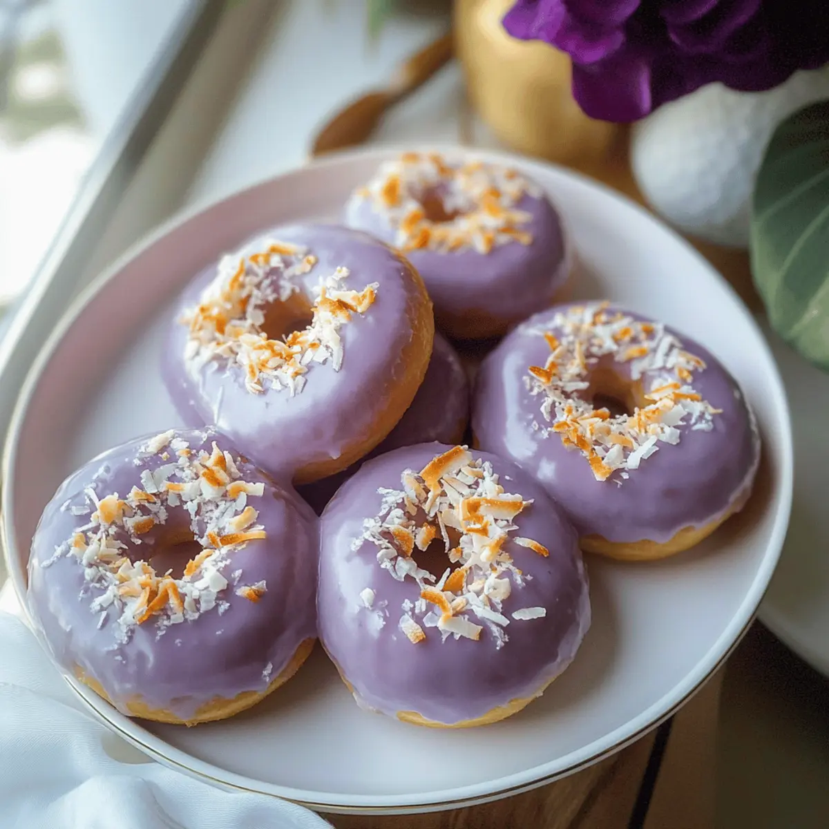 Ube Donuts mit Kokosglasur backen