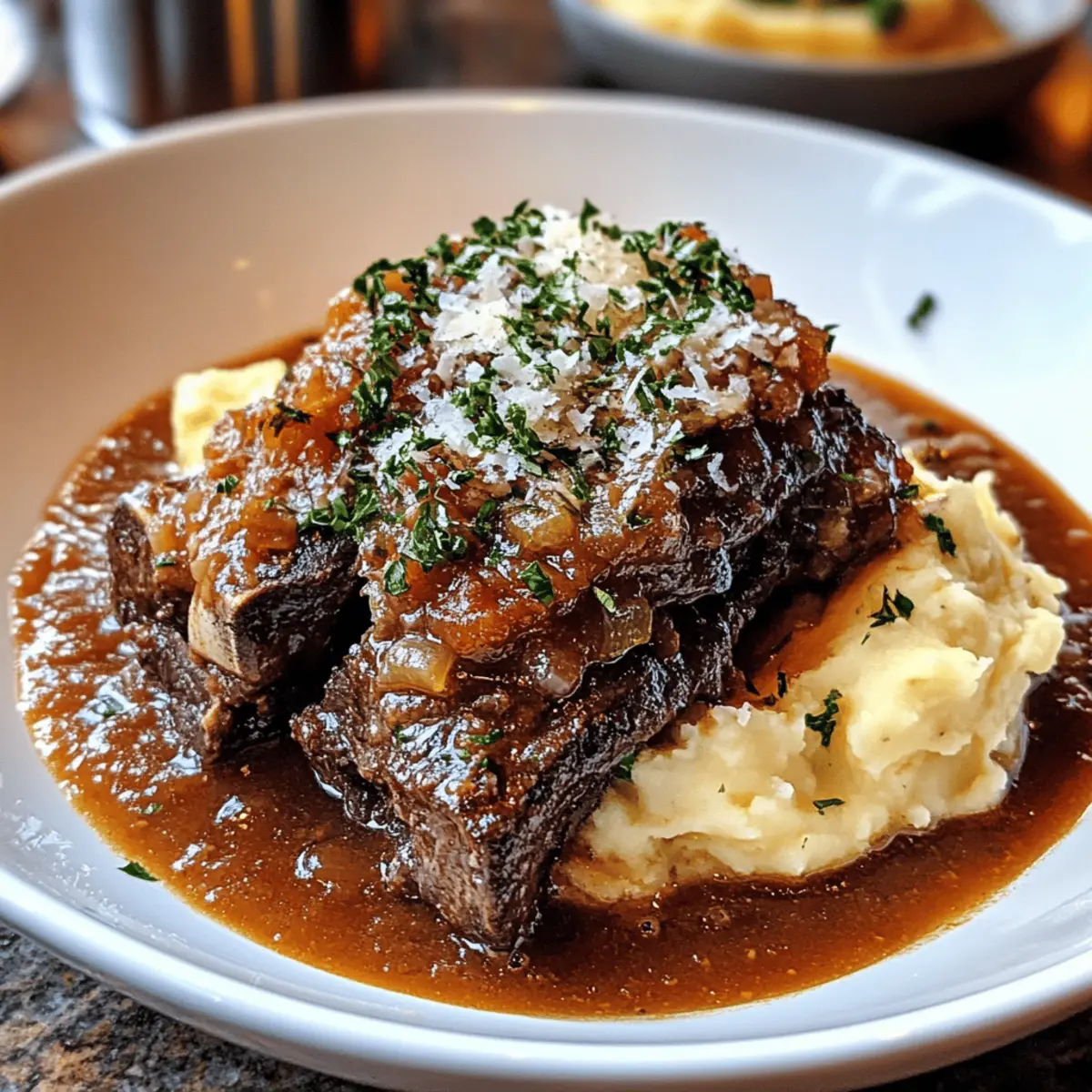 Herzhafter Short Rib Ragu mit Parmesan Püree