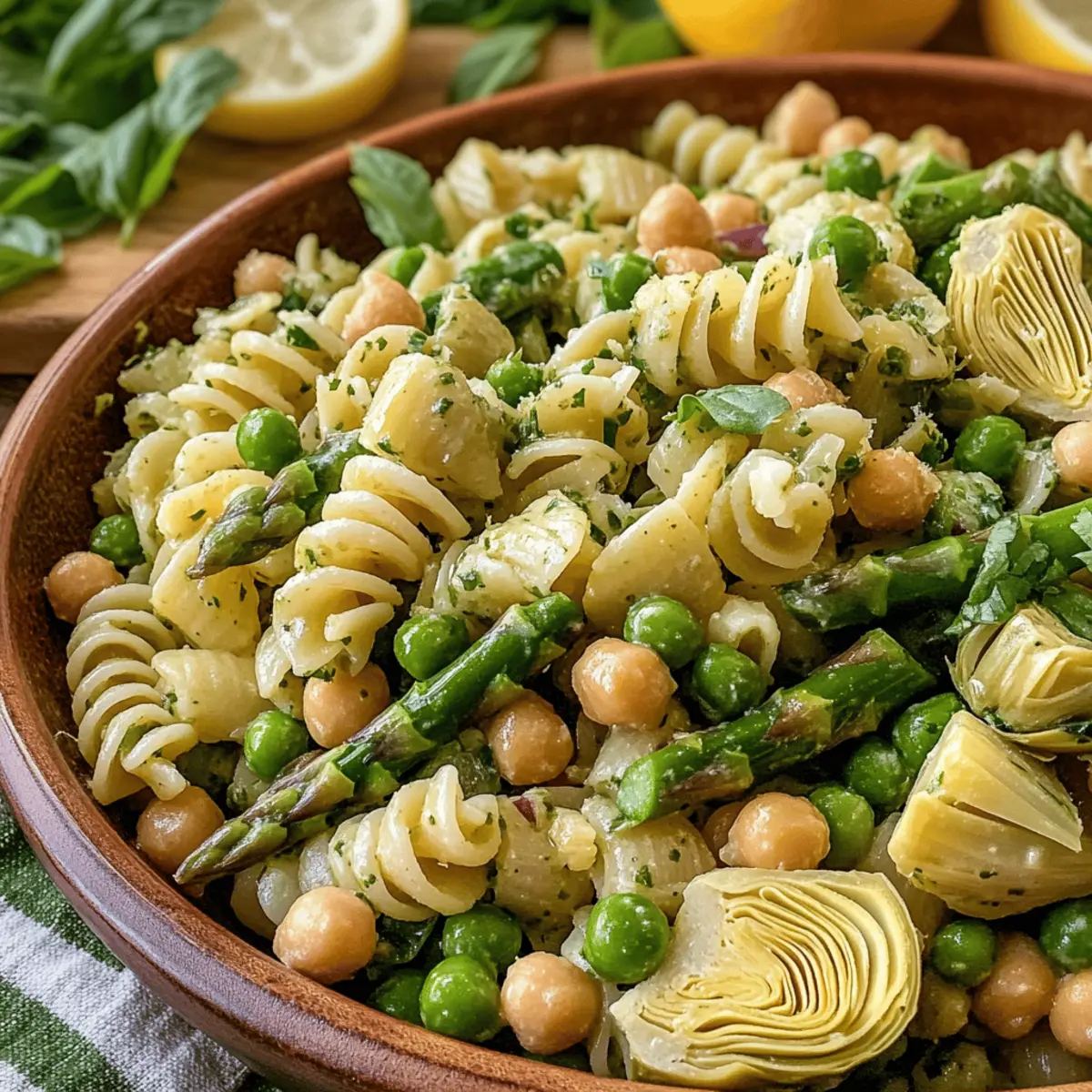 Frischer Frühlings-Pasta-Salat mit Zitronen-Dressing