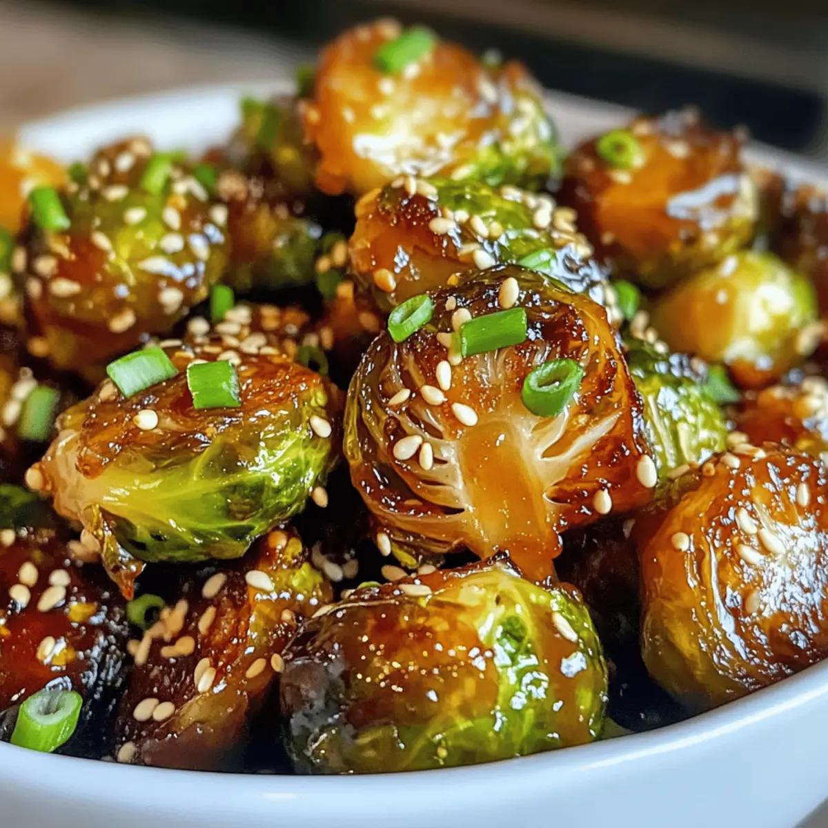 Honig Sriracha Rosenkohl mit knuspriger Note