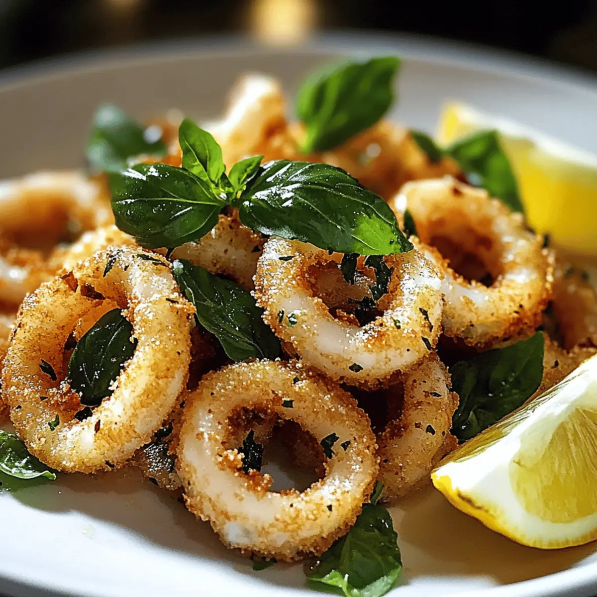 Knusprige Calamari mit Basilikum und Knoblauch