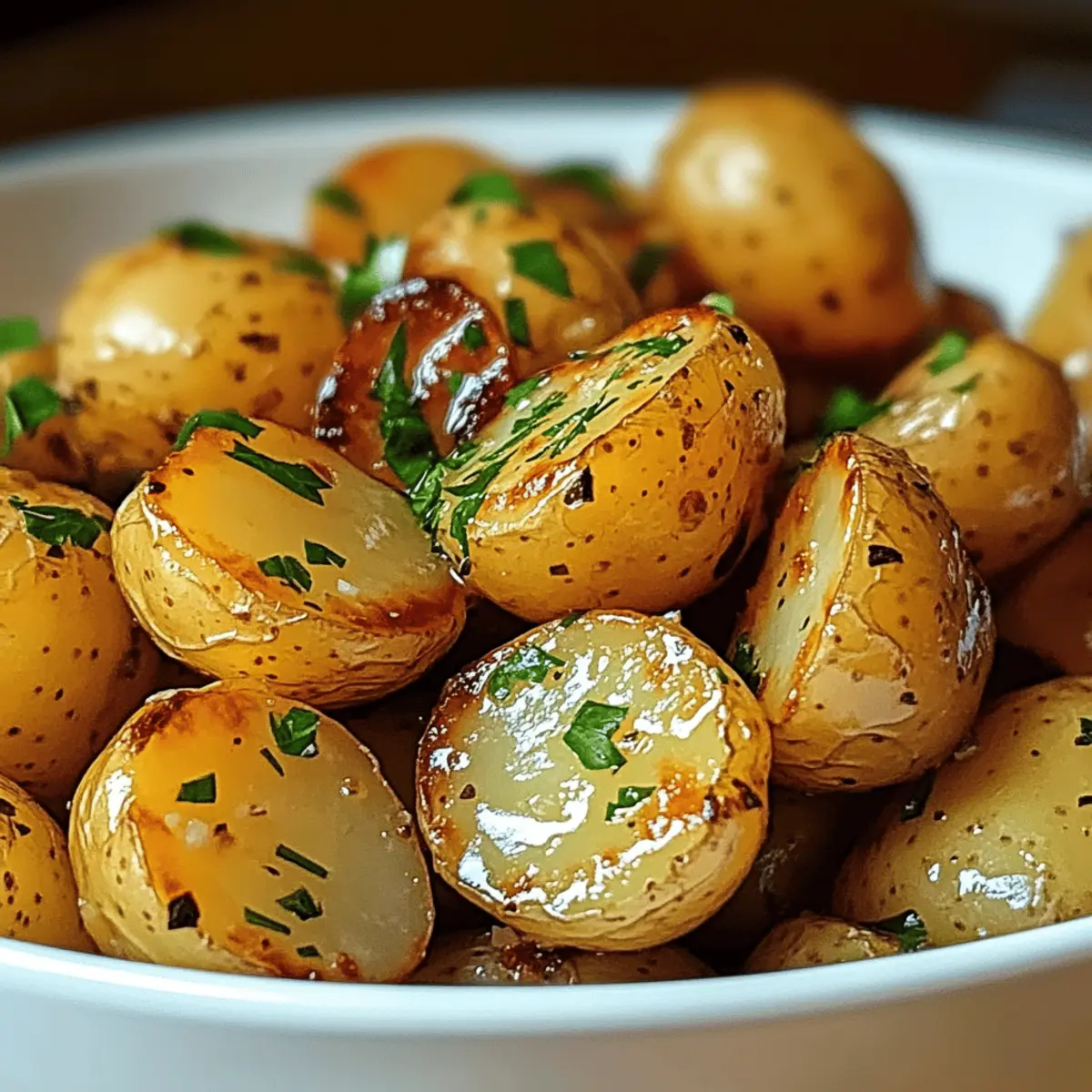 Knusprige Knoblauch-Sauce Babykartoffeln