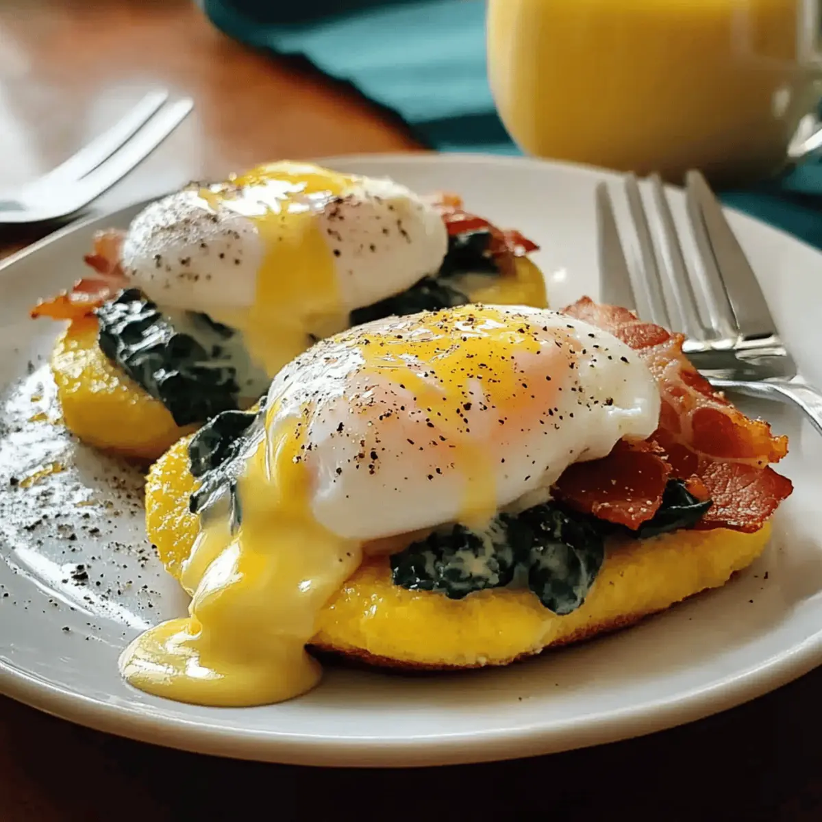 Perfekte pochierte Eier auf Polenta