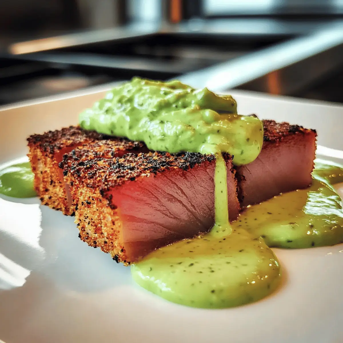 Schwarze Thunfischsteaks mit Avocado Crema