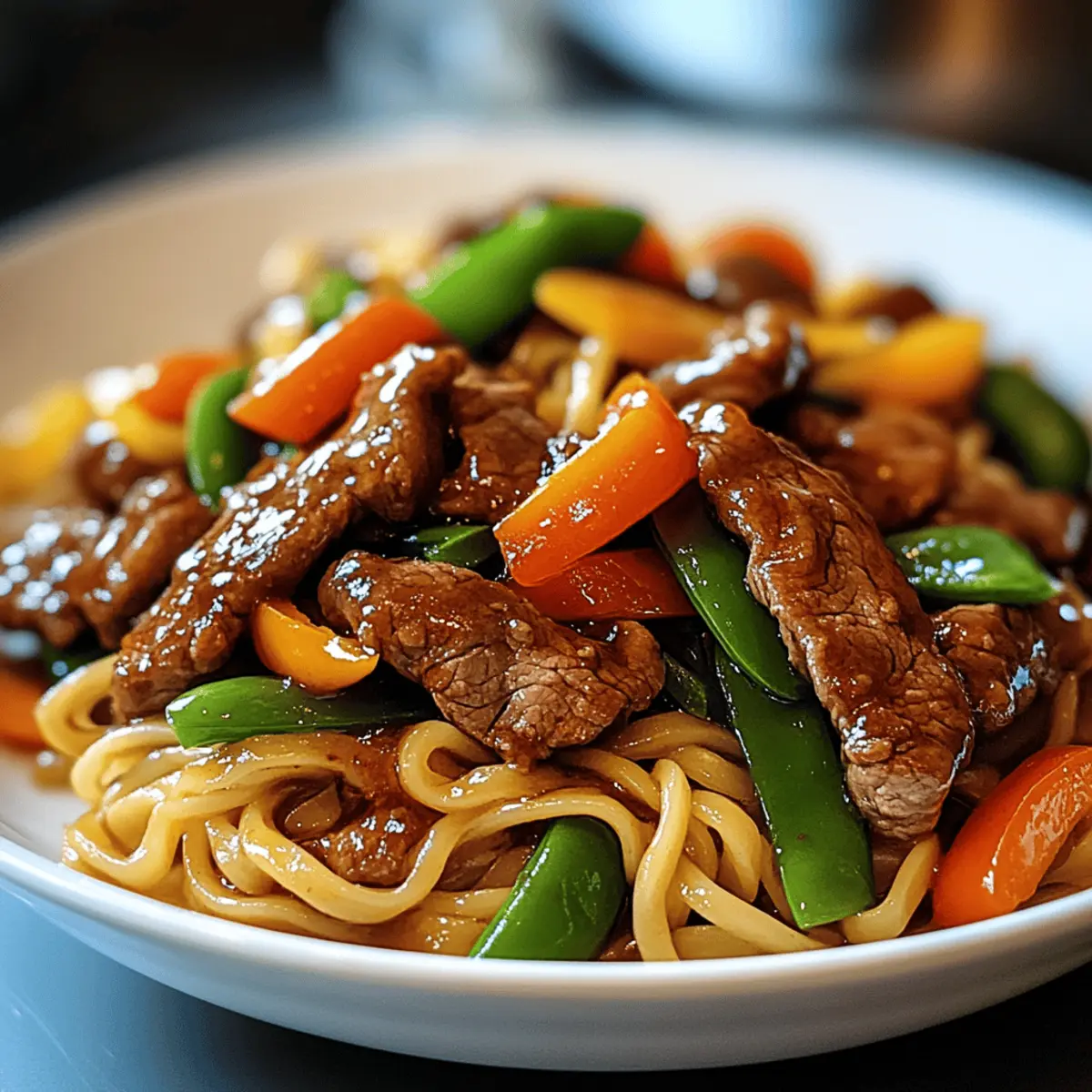 Hoisin Rindfleisch Nudeln für schnelles Abendessen