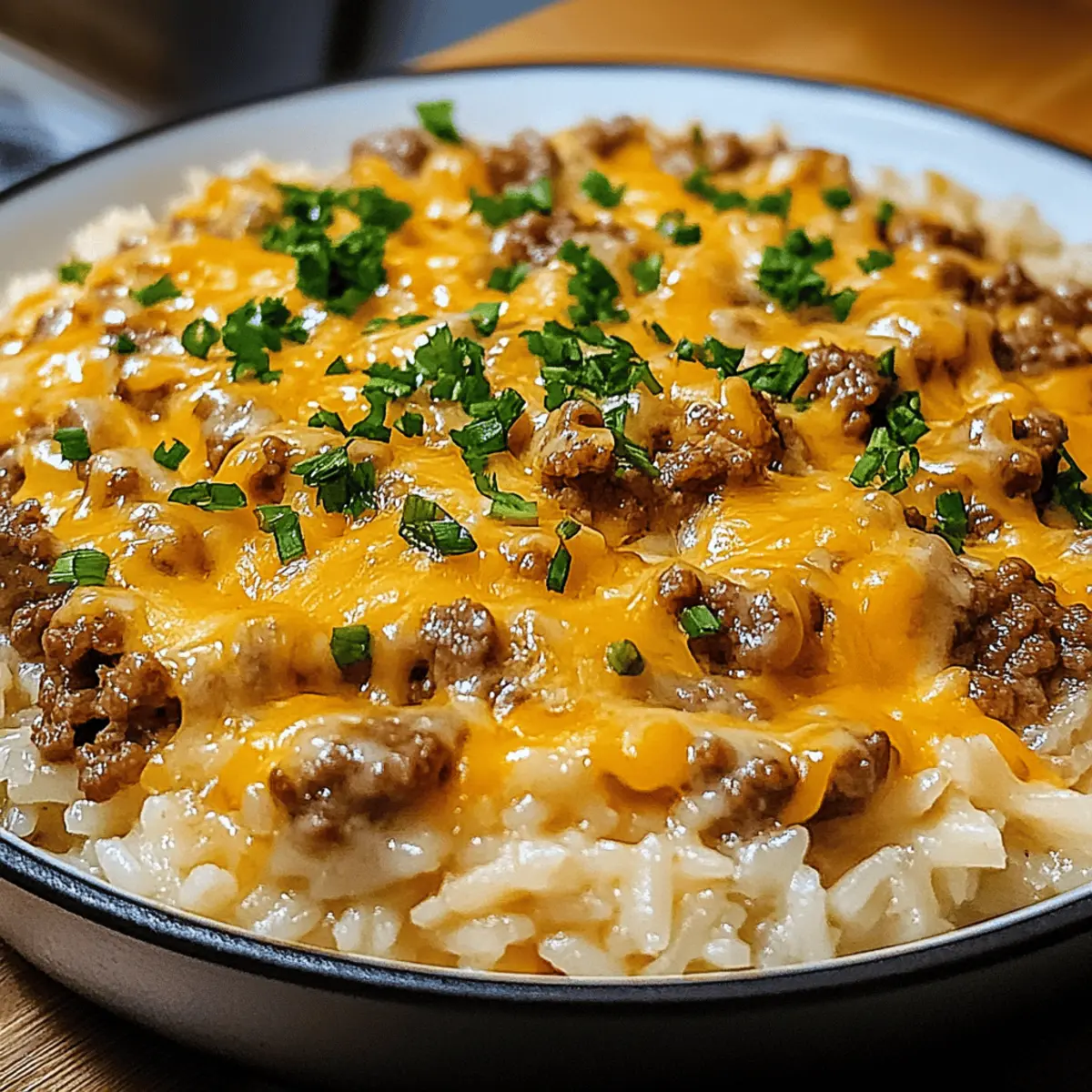 Knoblauchbutter-Rinderreis-Pfanne mit Käse