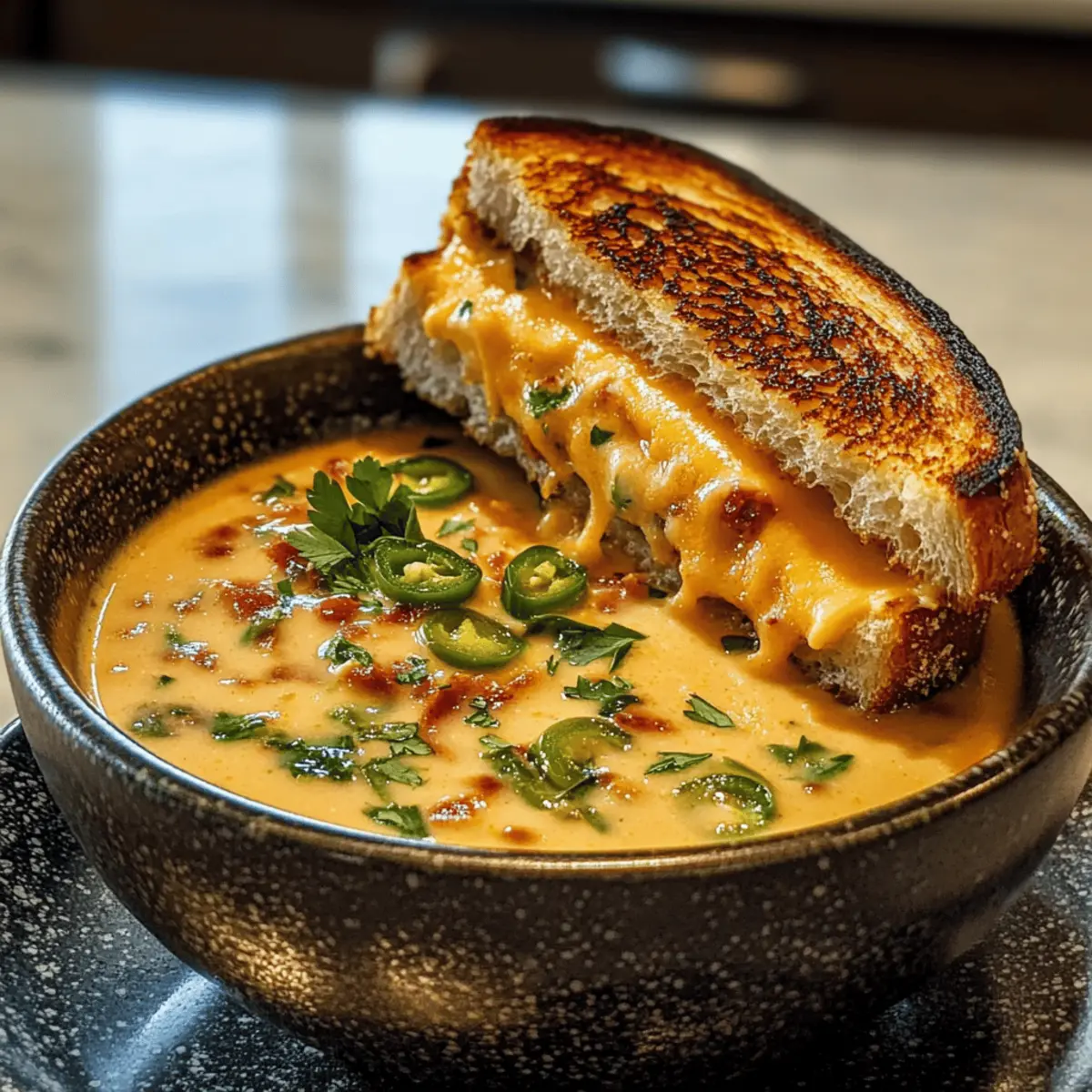Spicy Jalapeño Popper Suppe mit Grillkäse