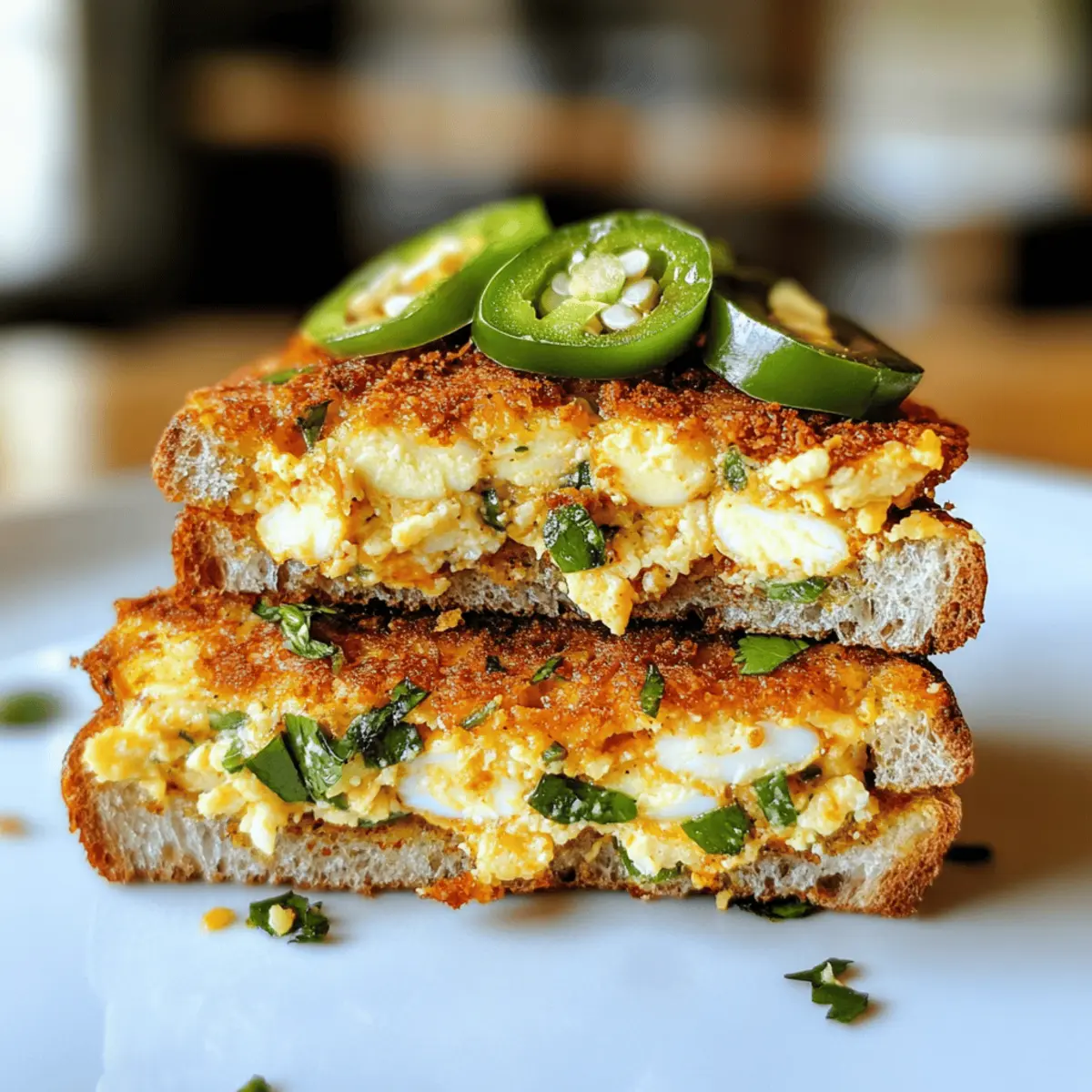 Krosse Eiersalat-Patties auf Avocado Toast