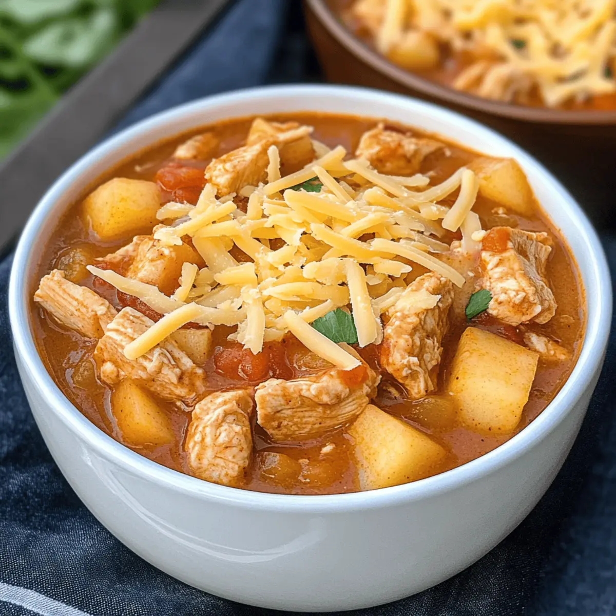 Weißer Cheddar Apfel Hähnchen Chili für den Herbst