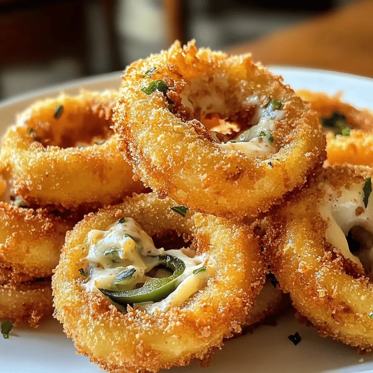 Jalapeño Popper gefüllte Zwiebelringe leckerer Genuss
