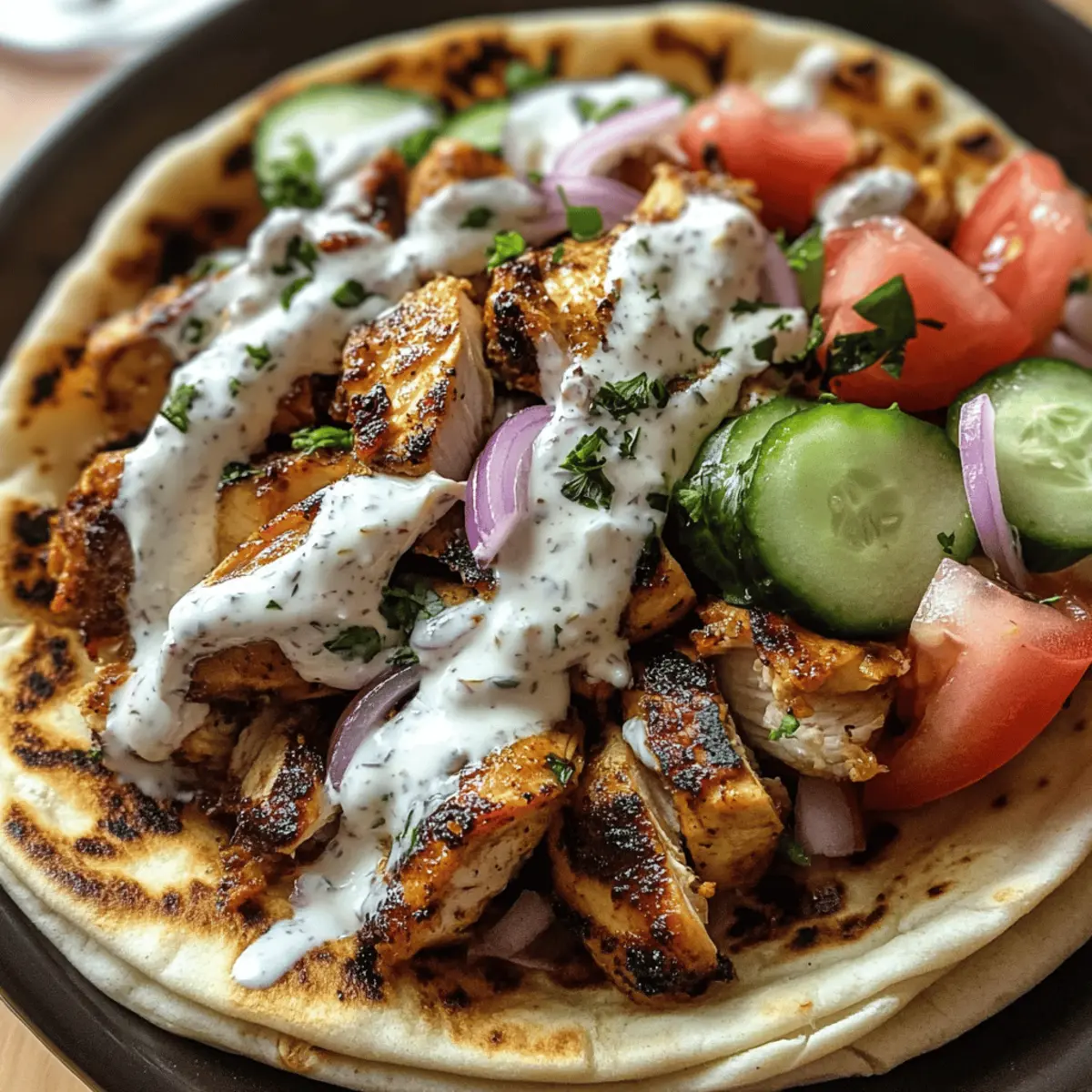 Hähnchen Shawarma mit cremiger Knoblauchsauce