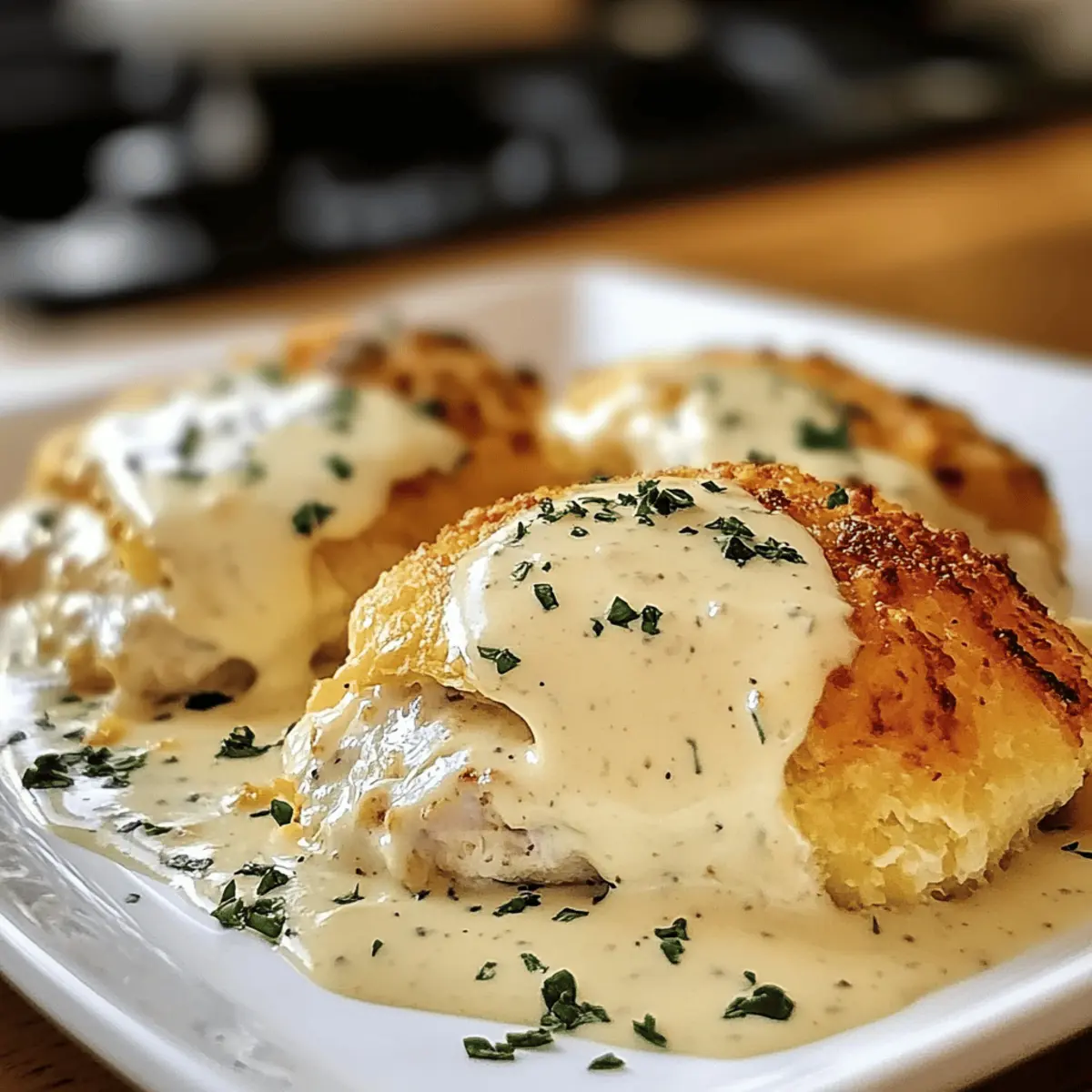 Hühnchenkissen mit cremiger Parmesansoße