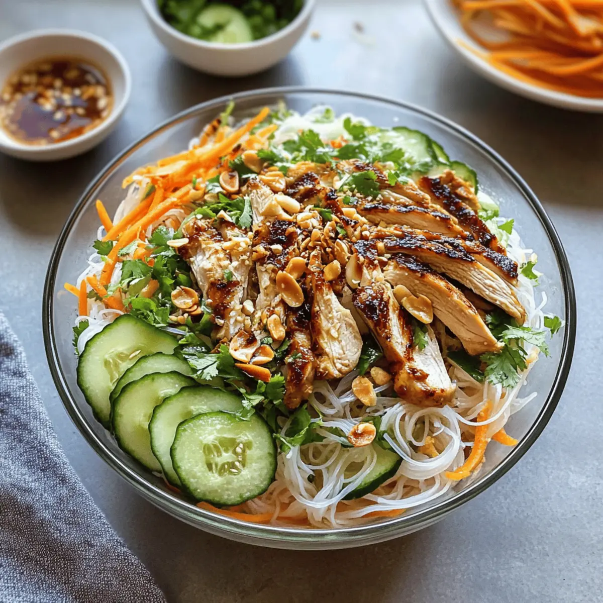 Vietnamese Nudel-Salat mit gegrilltem Hühnchen