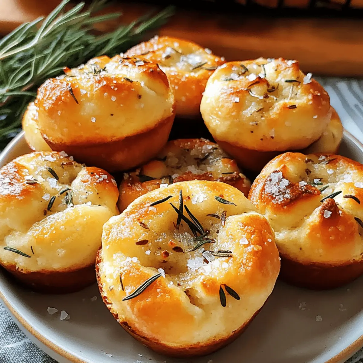 Der Ausgang: Knusprige Focaccia Muffins mit Knoblauch