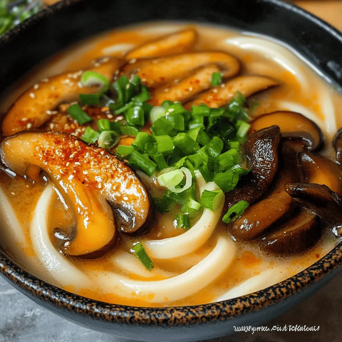Vegan Miso Udon Suppe mit Teriyaki Pilzen