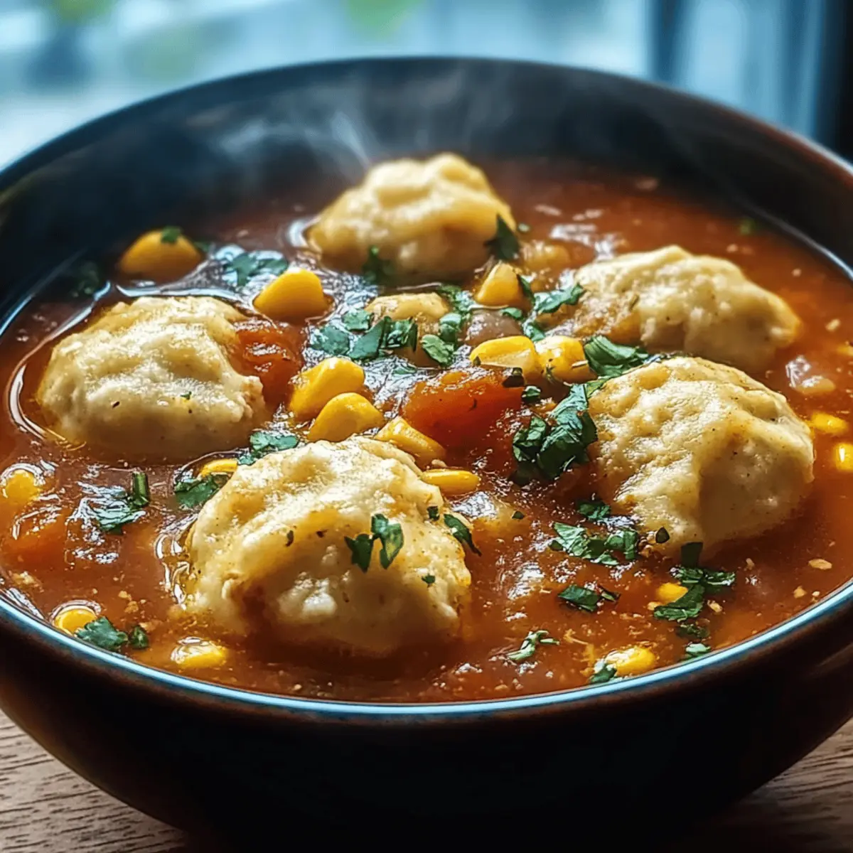 Tamale Suppe mit fluffigen Dumplings