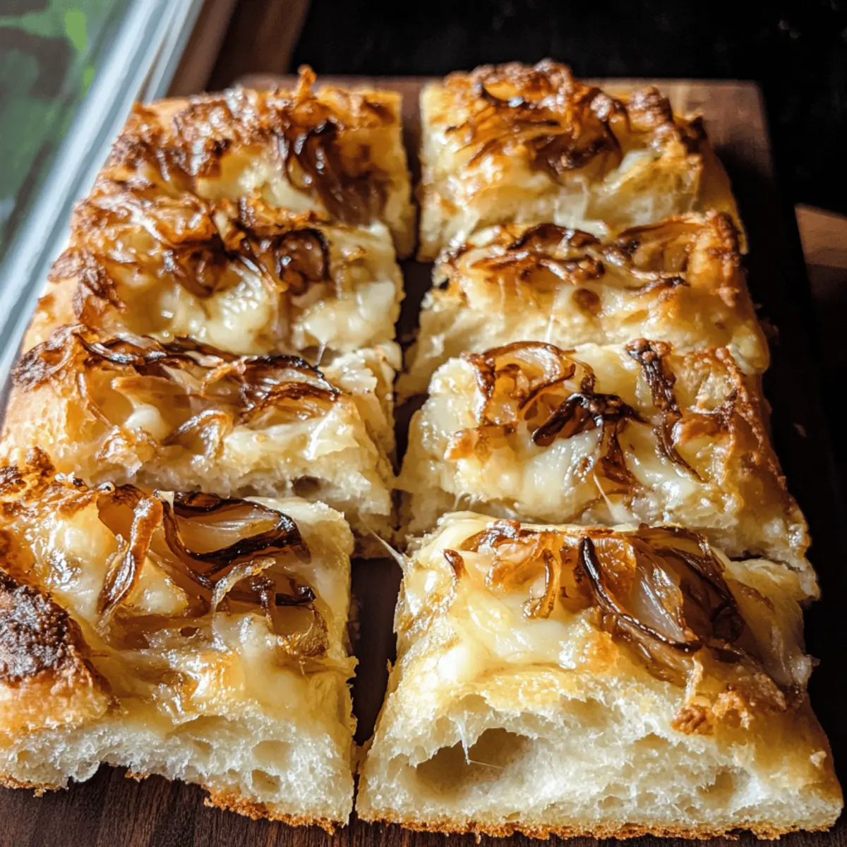 Karamellisierte Zwiebel Gruyere Focaccia