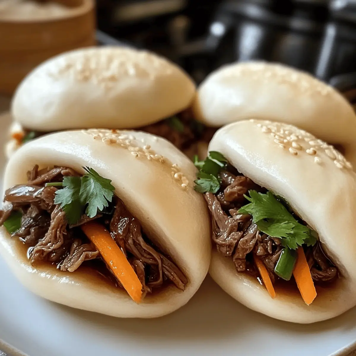 Fluffige Asiatische Rindfleisch Bao Brötchen