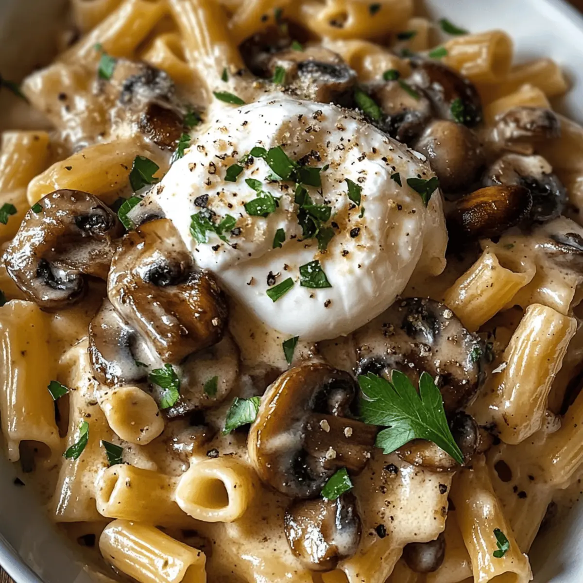 Creme Pasta mit Pilzen und Burrata: Genuss pur