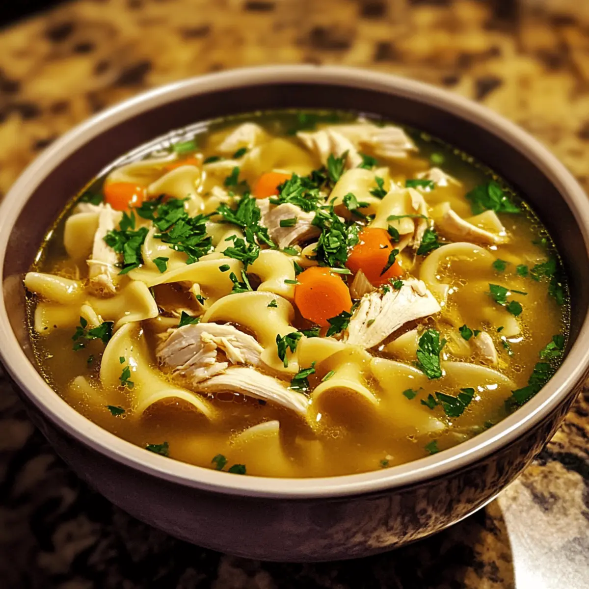 Wärmende Nudelsuppe mit Hühnerfleisch