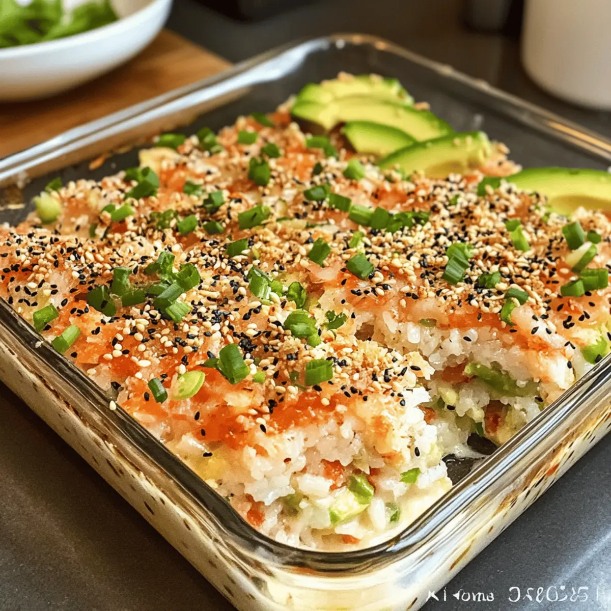 Sushi Auflauf mit imitation Krabbenfleisch