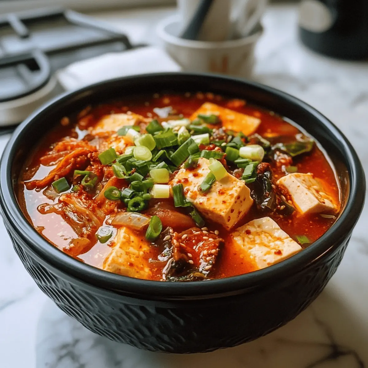 Einfache Soondubu Jigae: Würziger Tofu-Eintopf