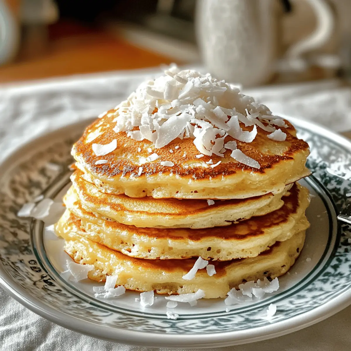 Fluffige Kokoscreme-Pfannkuchen für tropischen Genuss