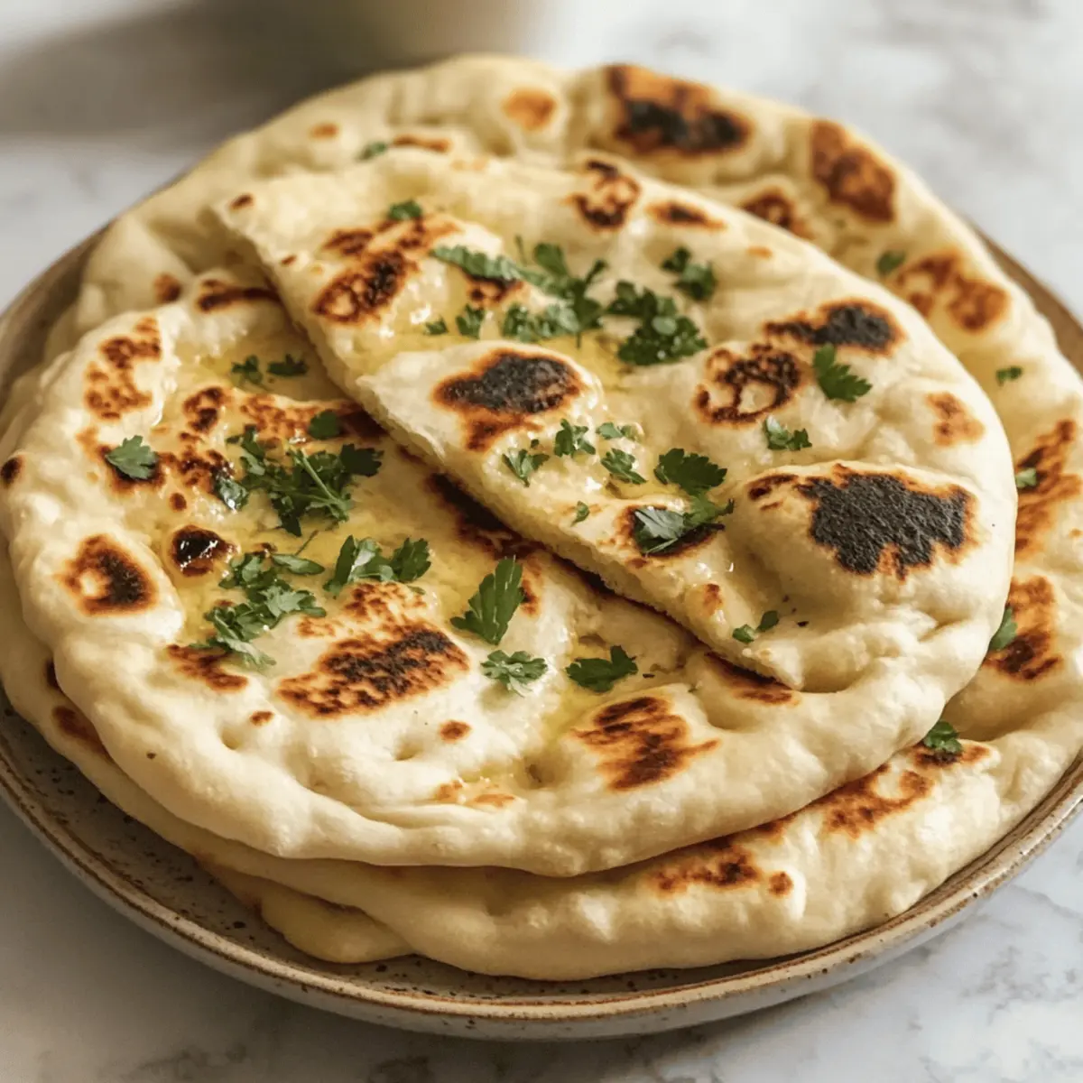 Käse Knoblauch Naan ohne Hefe in 30 Minuten