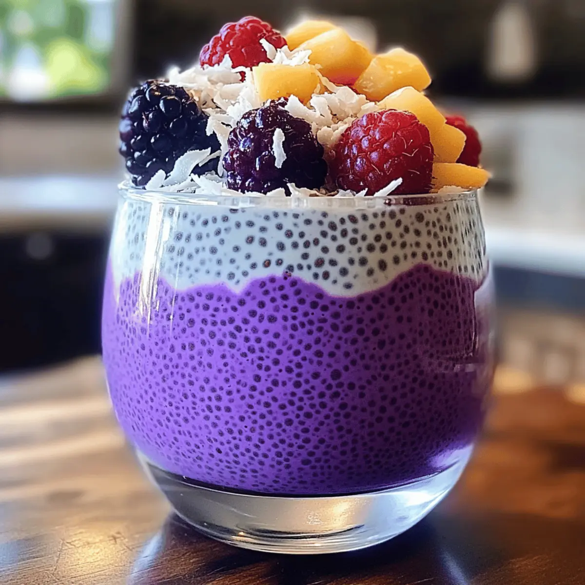 Ube und Kokosnuss Chia Pudding Parfait rezept