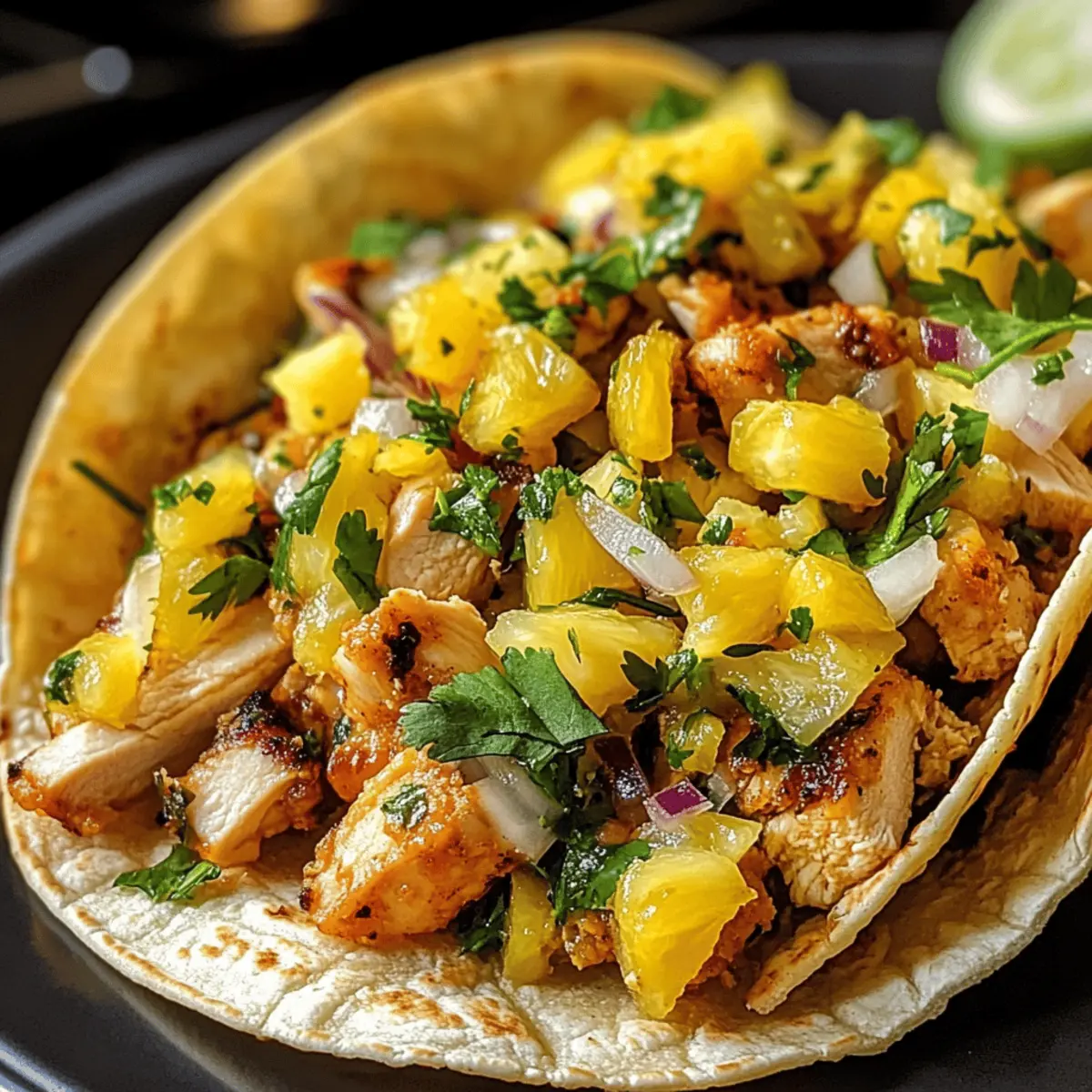 Ananas-Hähnchen-Tacos für tropischen Genuss