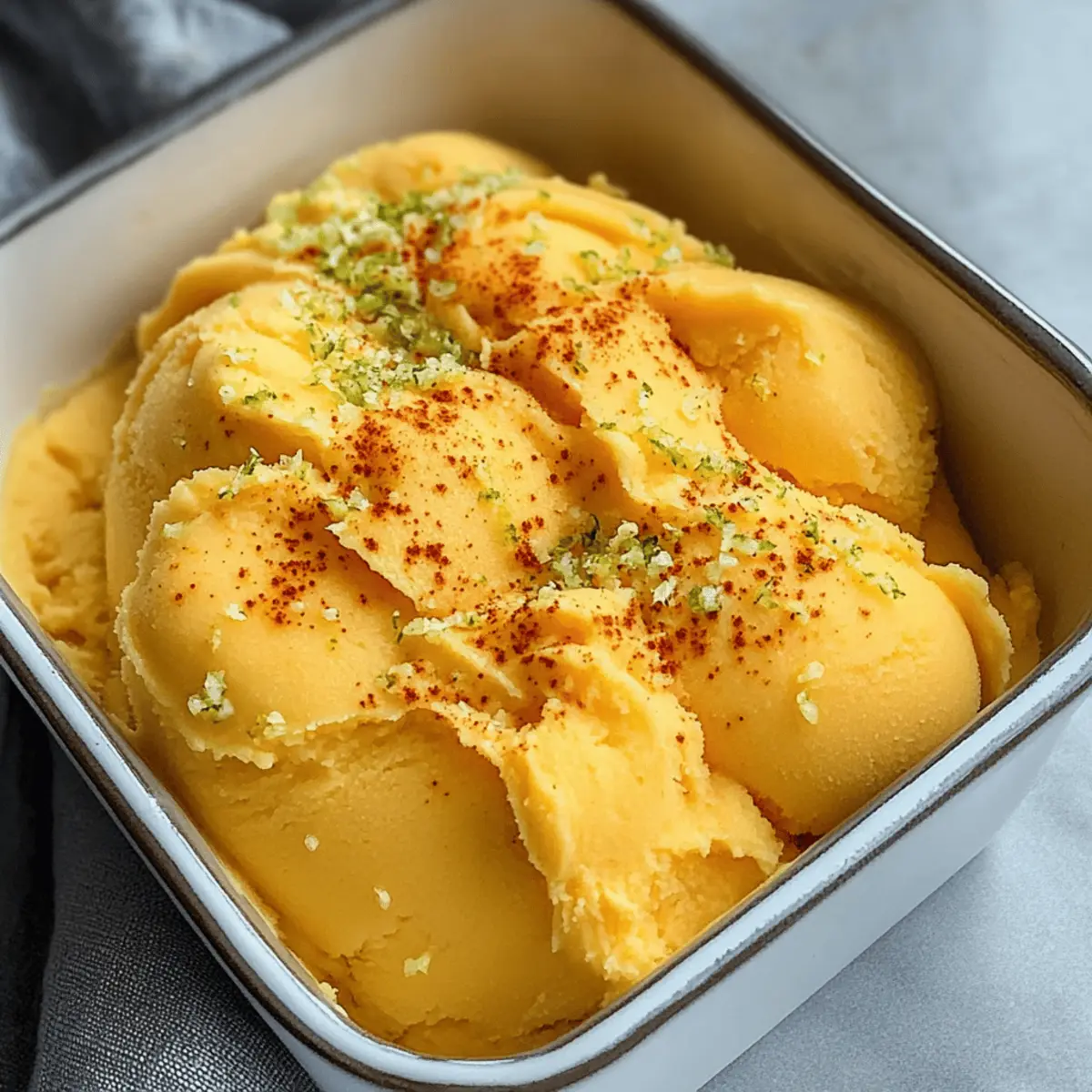 Der Ausstoß: Cremiges Chili-Limetten-Mango-Sorbet