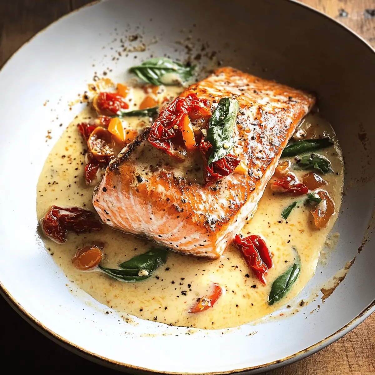 Gebackener Lachs in cremiger Knoblauch-Sauce