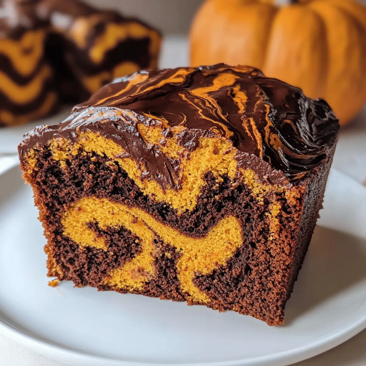Veganer Kürbis-Marmorkuchen mit Schokoladenschwüngen