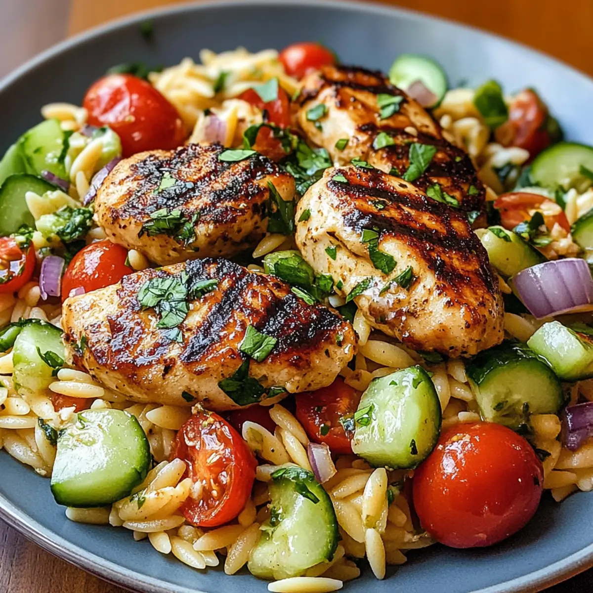 Geschmackvolles Mediterranes Hühnchen Orzo für Eilige