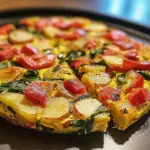 Frittata mit Kartoffeln, roten Paprika und Spinat