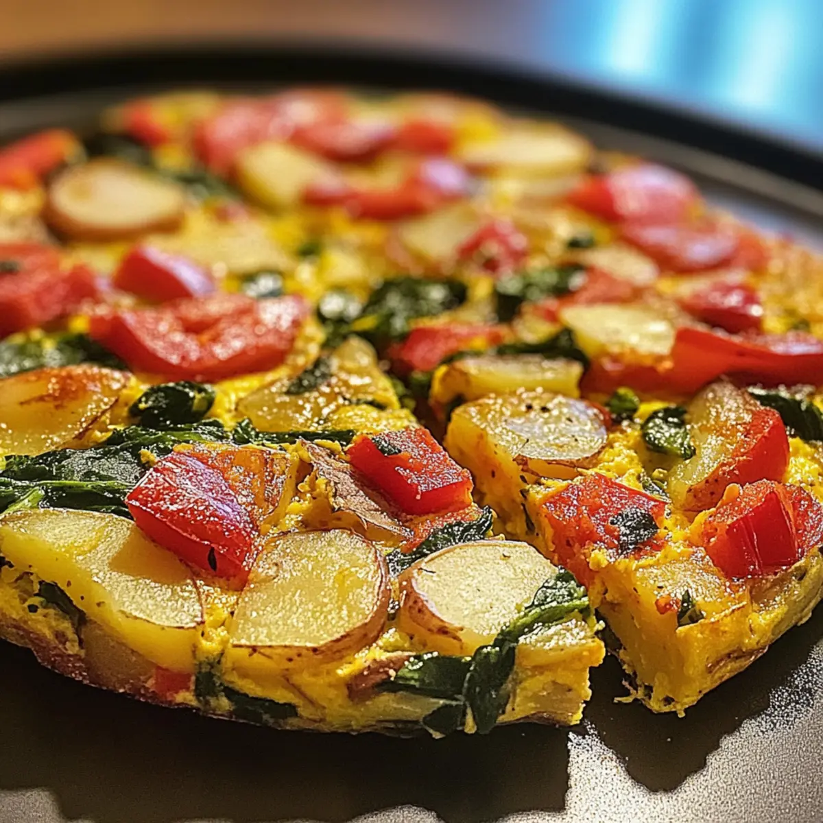 Frittata mit Kartoffeln, roten Paprika und Spinat genießen